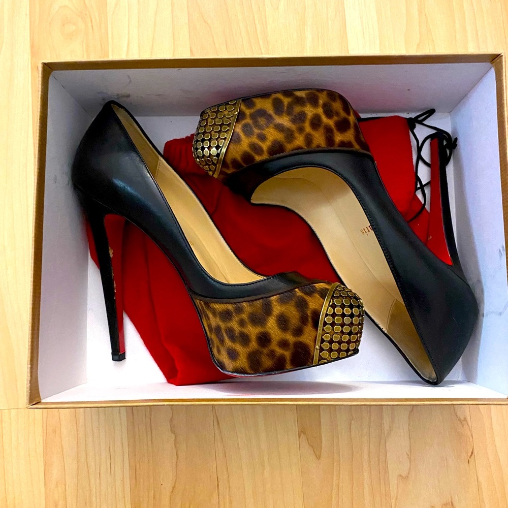 Christian Louboutin Leopard Print Pony Hair Maggie Pumps